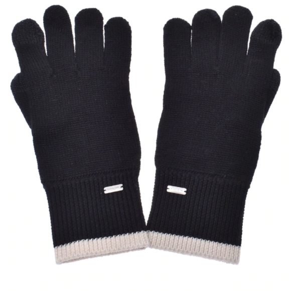 Coach F76490 Color blocked Knit Tech Gloves, Cream/Black - Picture 1 of 5